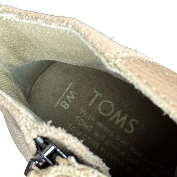 Women's Toms Desert Wedge Taupe Suede Leather Bootie Heels - Picture 6 of 12